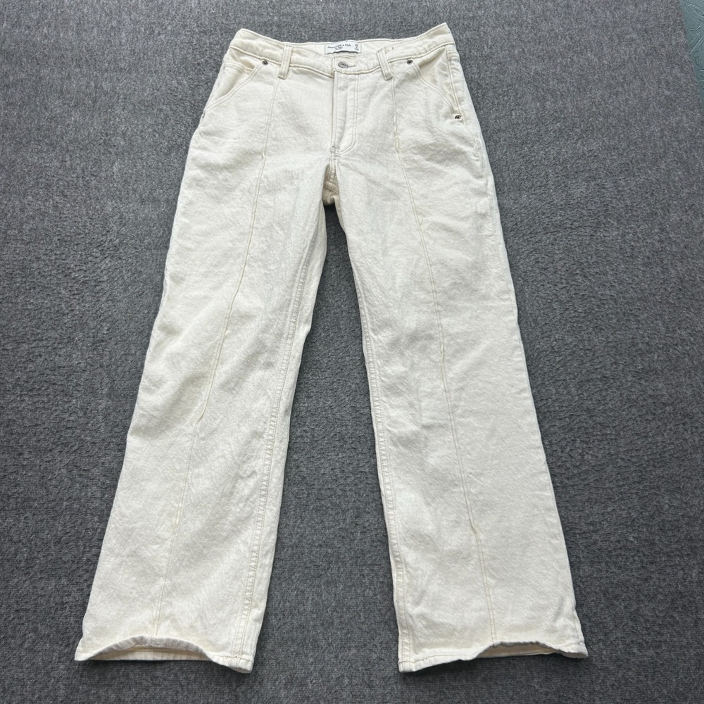 Abercrombie Fitch Jeans Womens 26/2s Short The Baggy Mid Rise Ivory Y2K
